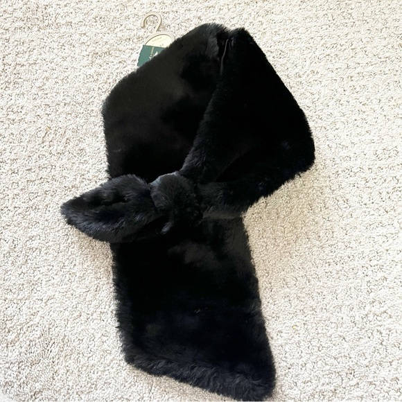 St Michael Marks & Spencer Faux Fur Stole Wrap Black Vintage Prom Wedding - Picture 1 of 8